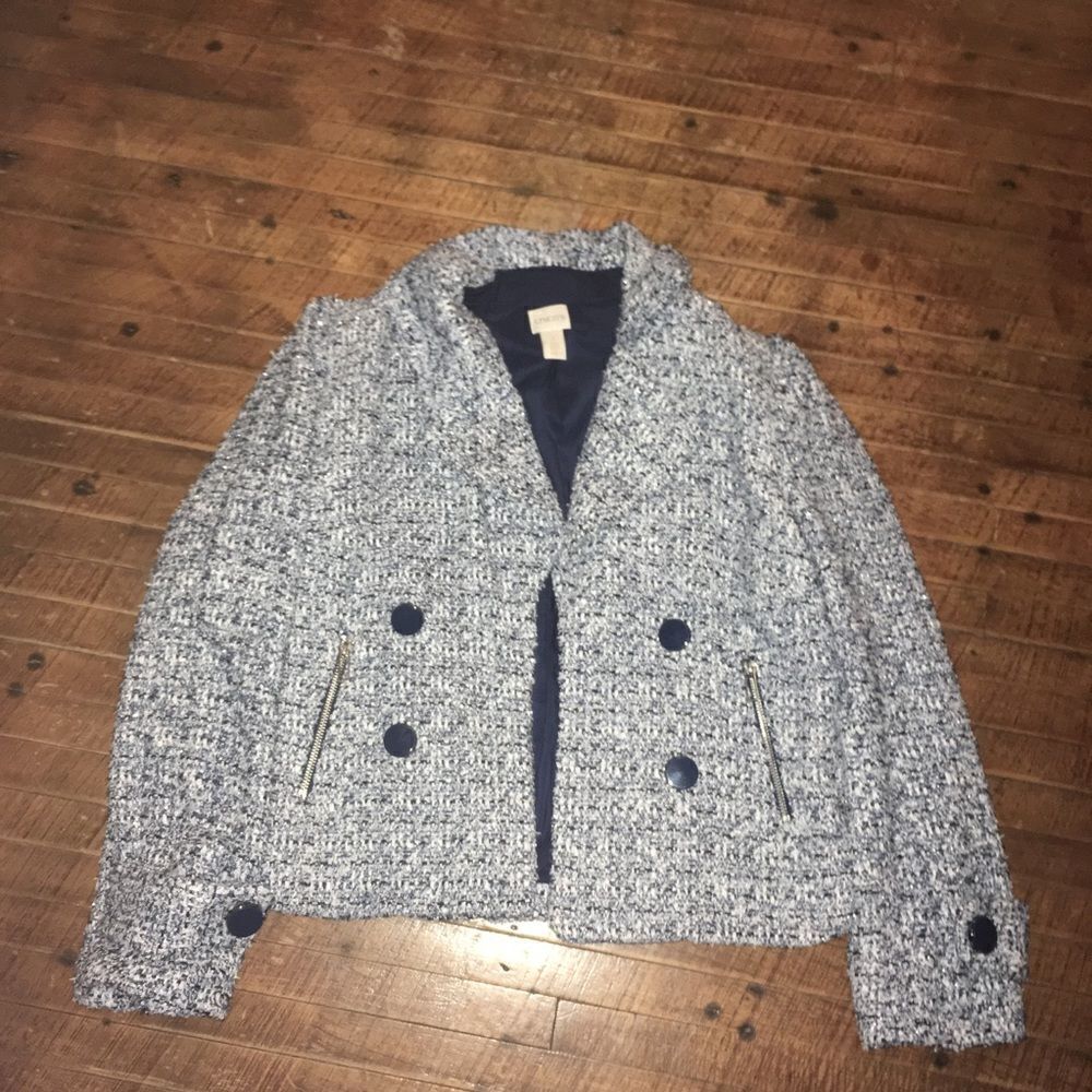 Chico 1/8 woven blue vintage look business casual blazer